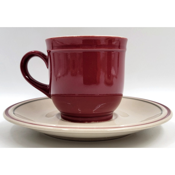 Newcor Regency Williamsburg Cup & Saucer Set Japan Red Floral Stoneware Set of 4 - Picture 15 of 16